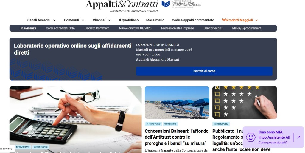 Appalti&Contratti: un servizio sempre più “intelligente”! 1 MIA 2